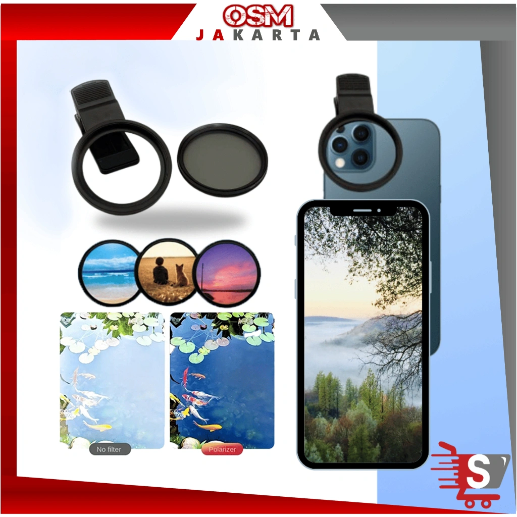 OSM JKT 6688 Lensa Polarisasi / Lensa Tambahan Kamera HP  / Phone Camera Lens / Universal Clip-On Photographic Lens / Filter Hape