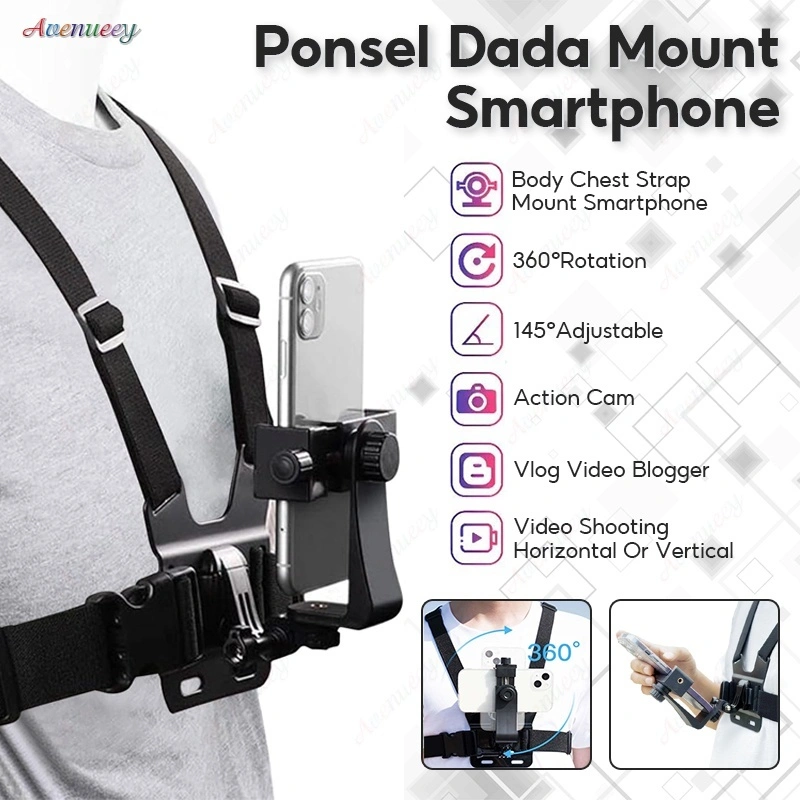 5/6pcs Set Chest Strap Mount Smartphone Gopro Hero Action Cam Tali Strap Dudukan Dada Vlog Hp Anti Guncang Adjustable Untuk Live & Outdoor Sport