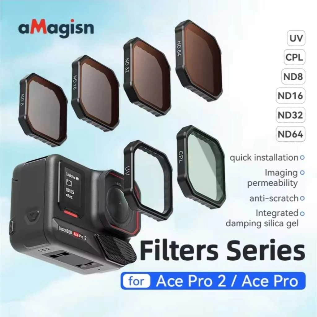 aMagisn AC28 Insta360 Ace Pro2 Lens Filter Camera Waterproof Polarization Press Quick Mount CPL Filters for Insta 360 AcePro2 Lens Accessory