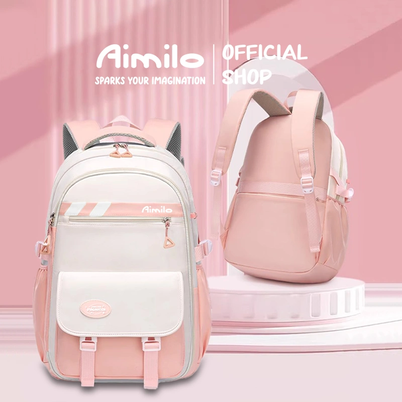 [READY] Aimilo Tas Ransel Anak Perempuan Tas Sekolah Anak Ins Anti Air Model Korea Tebal Kado Anak Untuk 6-15 Tahun