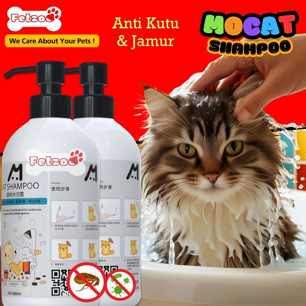 Shampo Jamur & Kutu 500 ml Mocat Anti Bacterial untuk Kucing dan hewan peliharaan lainnya FETZOO