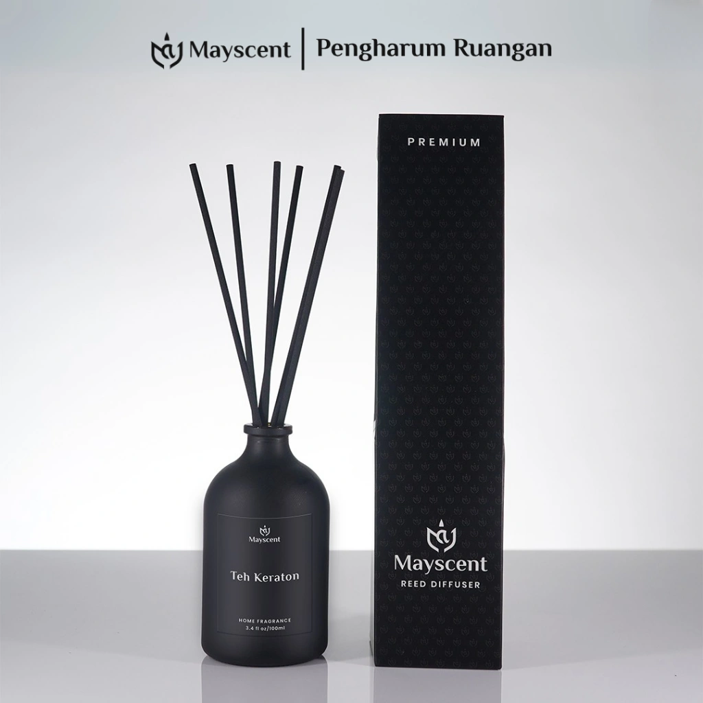 MAYSCENT Reed Diffuser 100ml - AROMATERAPI, PENGHARUM, PEWANGI RUANGAN & KAMAR, KOS, APARTEMEN, HOTEL, VILLA, KAMAR MANDI PREMIUM ESTETIK WARNA HITAM, WANGI AWET TAHAN LAMA, ANTI MUAL, MENGHILANGKAN BAU APEK