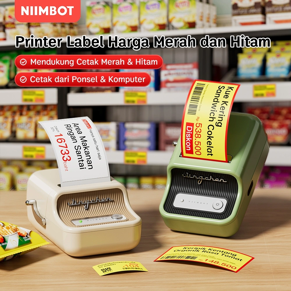 NIIMBOT B21PRO/B21/B1 Printer Label Barcode Harga Makanan, Cocok untuk Kantor/Toko/Rumah Membuat Stiker Label