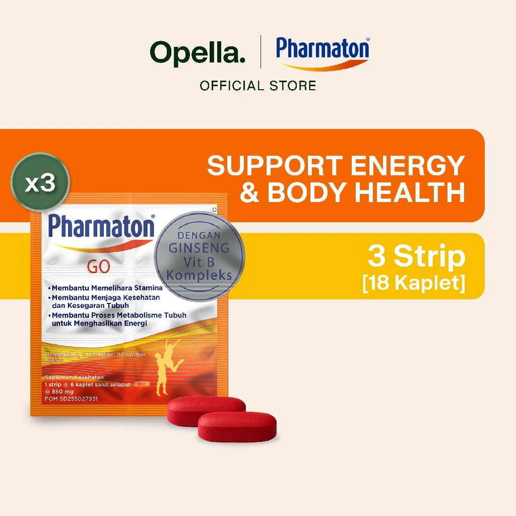 Pharmaton GO 18 Capsules - Multivitamin Tambah Energi dan Daya Tahan Tubuh