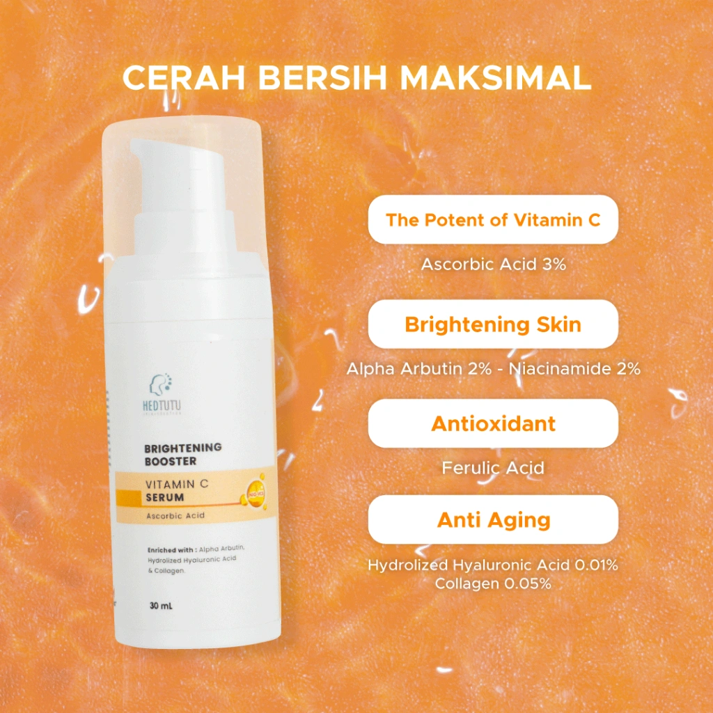BRIGHTENING BOOSTER VITAMIN C SERUM / ASCORBIC ACID / NIACINAMIDE / ALPHA ARBUTIN / SERUM MENCERAHKAN / SERUM FLEK HITAM / SERUM ANTI AGING