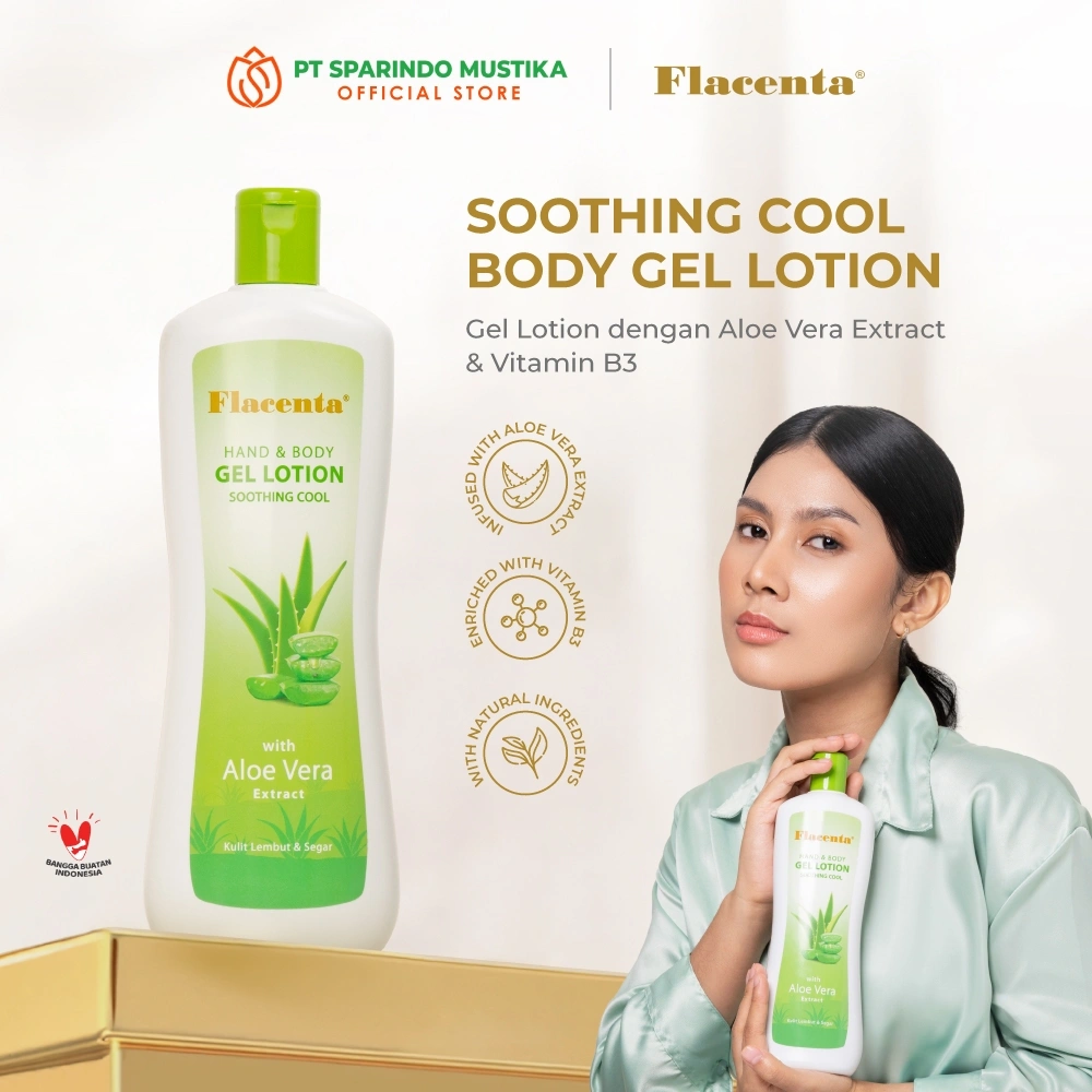 FLACENTA Aloe Vera Gel Lotion 500ml With Vitamin B3 untuk Menenangkan Kulit dan Mengurangi Kemerahan
