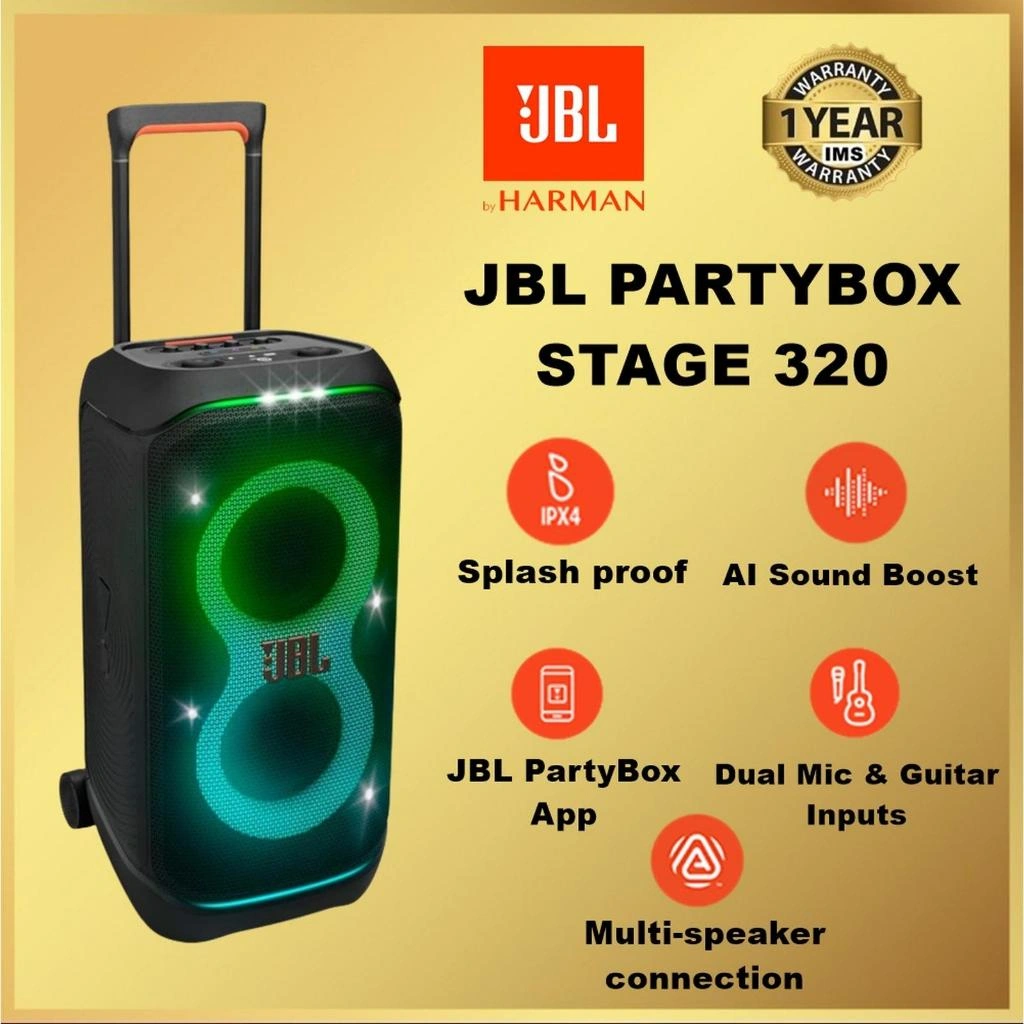 JBL PartyBox STAGE 320 Original 240w RMS Portable Wireless Speaker Bluetooth 5.4