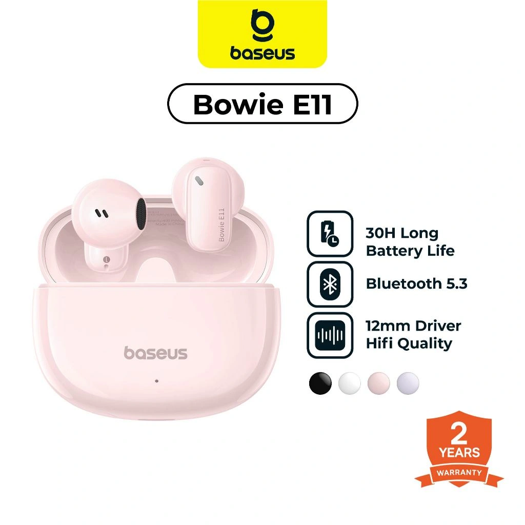 BASEUS TWS Bowie E11 True Wireless Earphone Bluetooth Earbuds 30 Hours Battery Life ENC - Garansi 2 Tahun