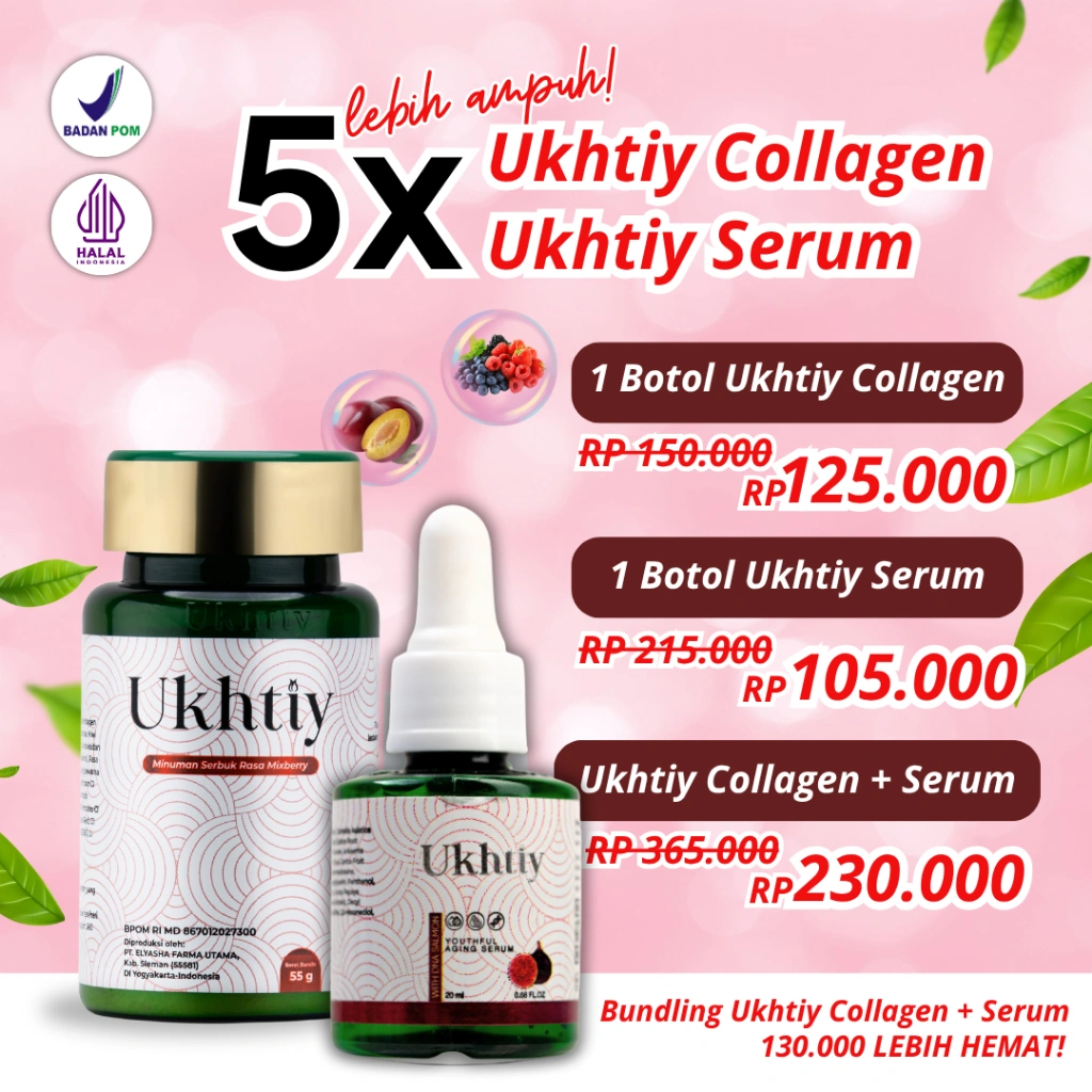 Ukhtiy Serum + Kolagen - Serum whitening, Kolagen booster, Anti Aging, Flek Hitam, Bekas Jerawat