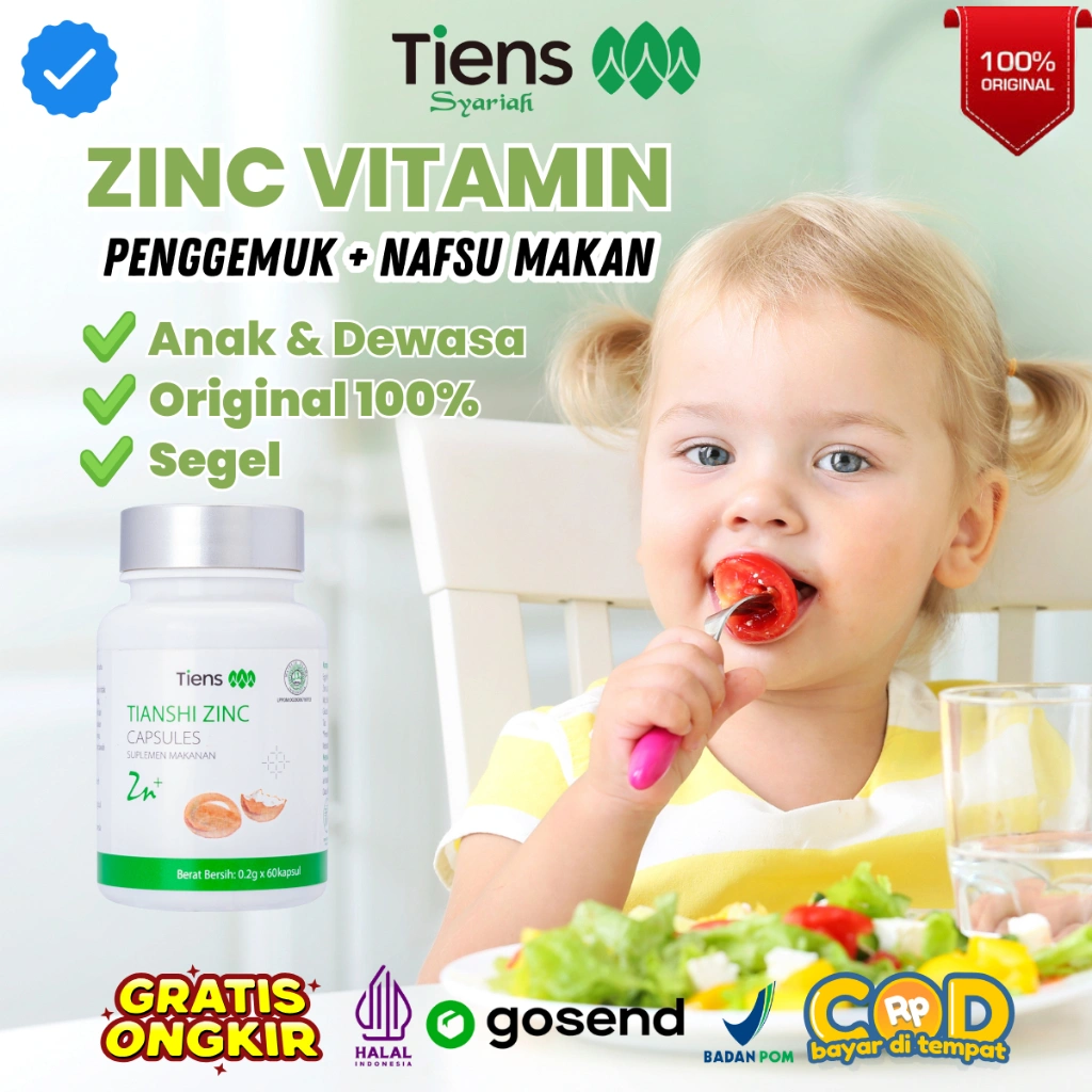 Zinc Tiens Anak & Dewasa Vitamin Penggemuk Penambah Berat Badan Nafsu Makan Original Official Store