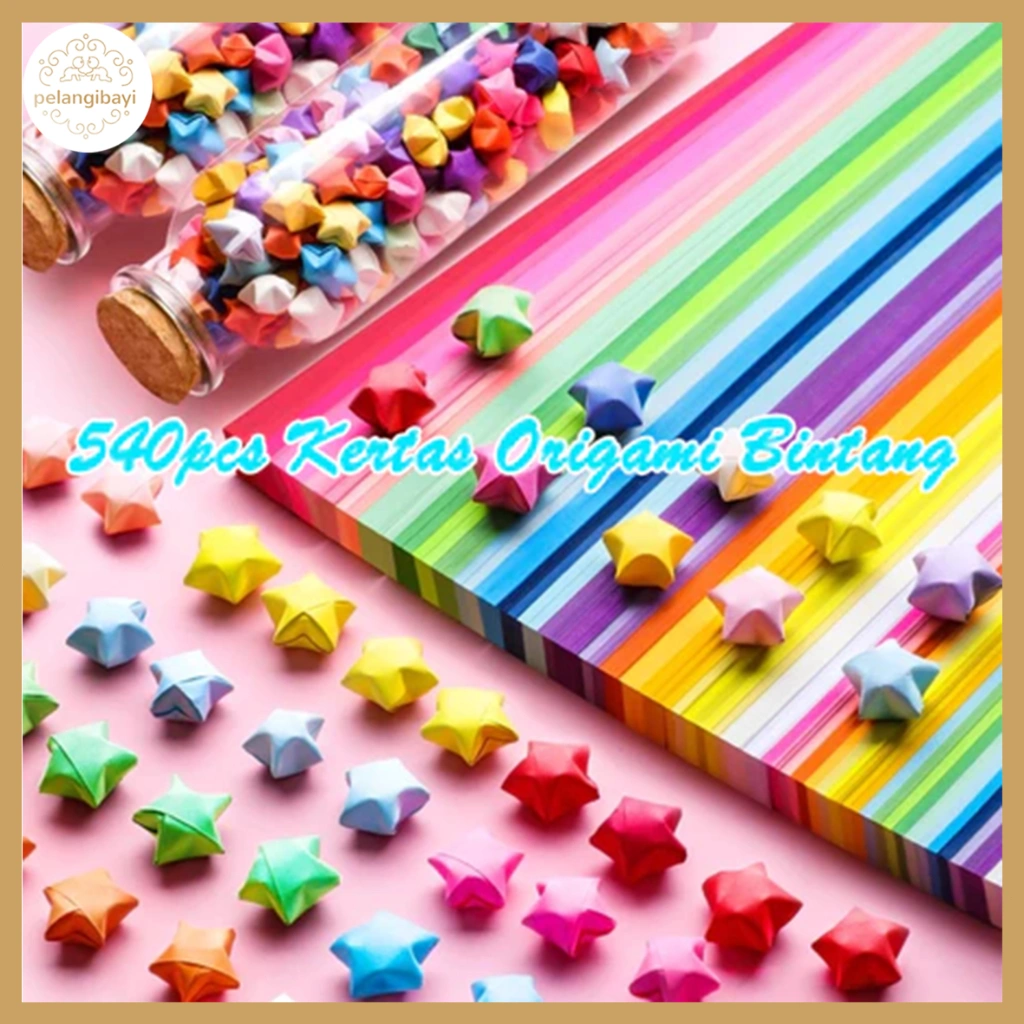 540 pcs Kertas Origami Bintang/Craft Crafting Stuff DIY/Kertas Bintang Warna Warni