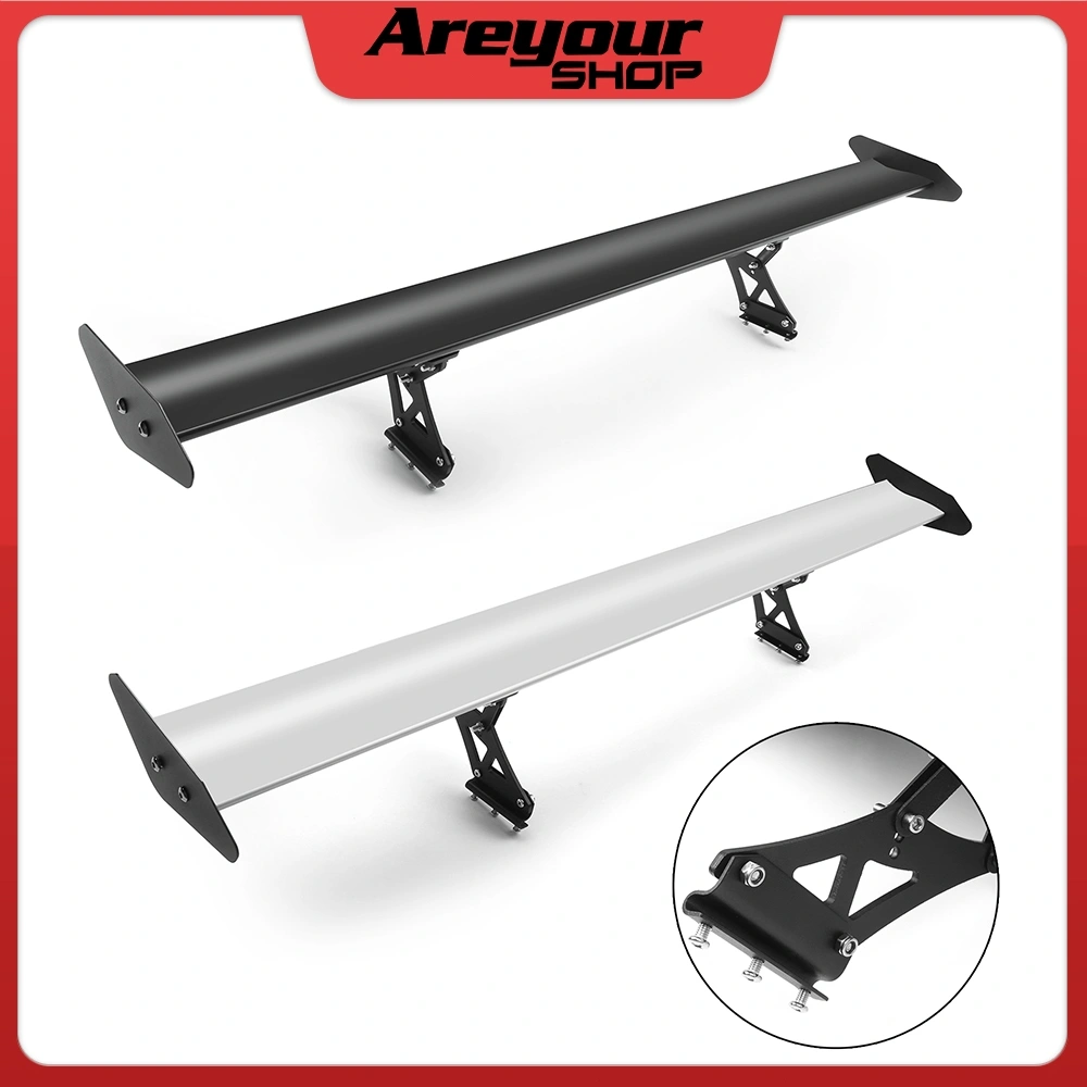 135cm Spoiler GT Wing Spoiler sedan Universal modification No need drill Aluminum Hitam/Perak