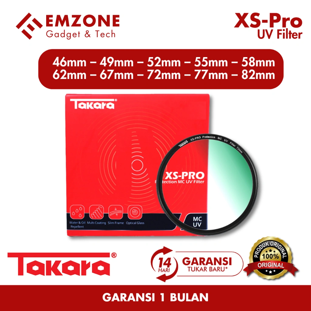 Takara XS-Pro UV Filter Lensa Kamera 46mm 49mm 52mm 55mm 58mm 62mm 67mm 72mm 77mm 82mm