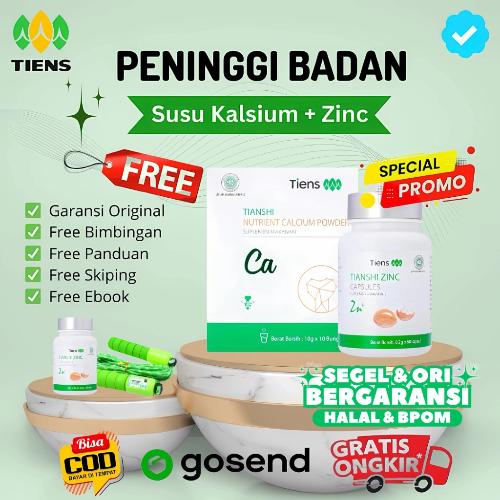GRATIS SKIPING | Tiens Peninggi Badan Anak & Dewasa Original Paket Tianshi Zinc Kapsul Susu Kalsium