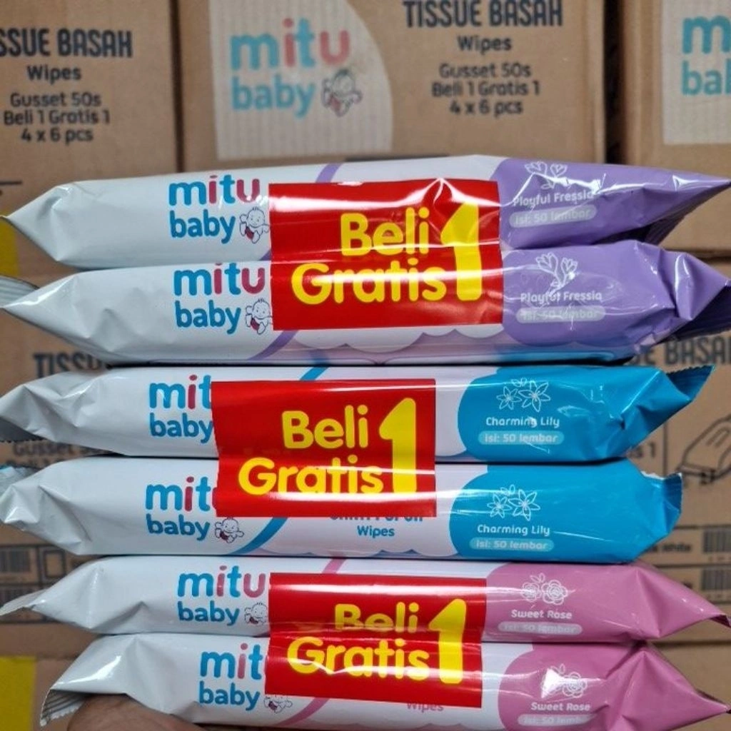 6 pcs TISSU BASAH MITU BABY 50 lbr Murah