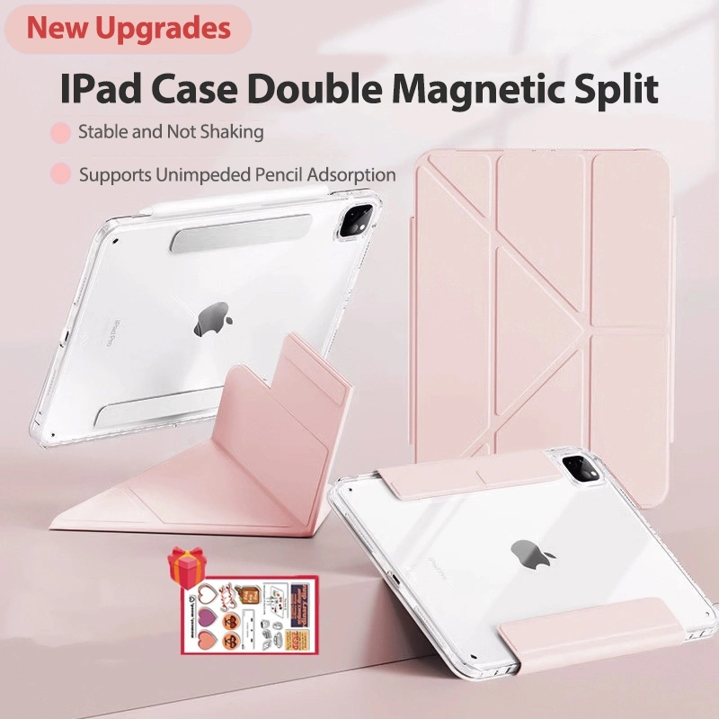 Casing iPad Dapat dilepas Magnet Ganda For iPad Gen11 Bahan akrilik Air5/Air4 iPad Gen 10th YFold Cover Clear iPad9/8/7