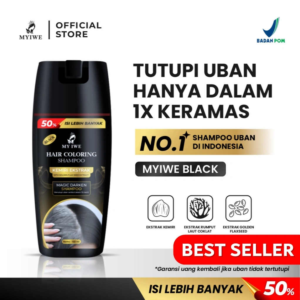 My Iwe Hair Coloring Shampoo Original - Shampo Penghilang Uban / Penghitam Rambut 150ML