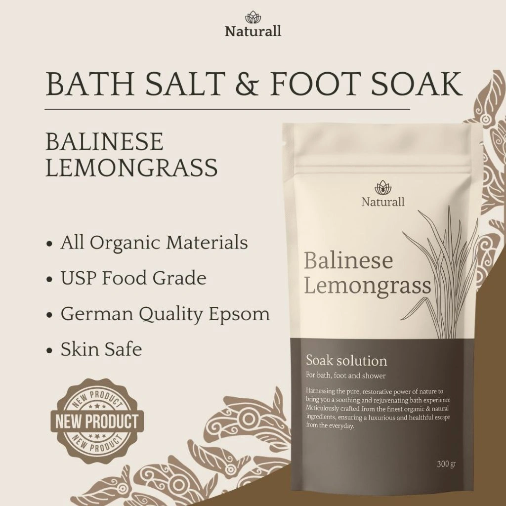 Naturall Bath Salt - Balinese Lemongrass - Garam Mandi & Rendam Kaki 300gr