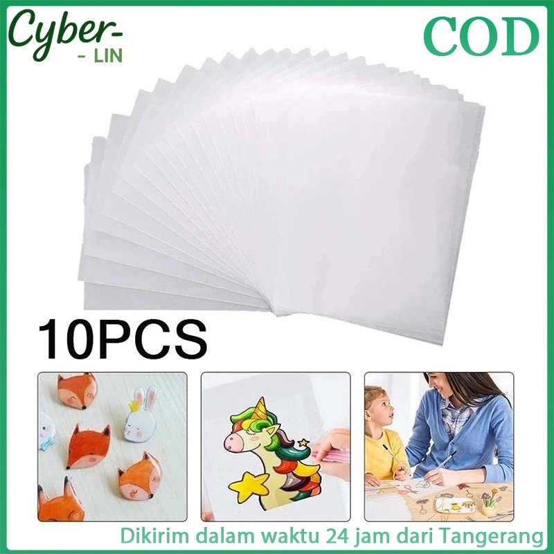 Isi 10 pcs Shrink Paper A4 Heat Kertas Yang Bisa Menyusut Dengan Panas 0.3 mm Plastik Kertas DIY CRAFT