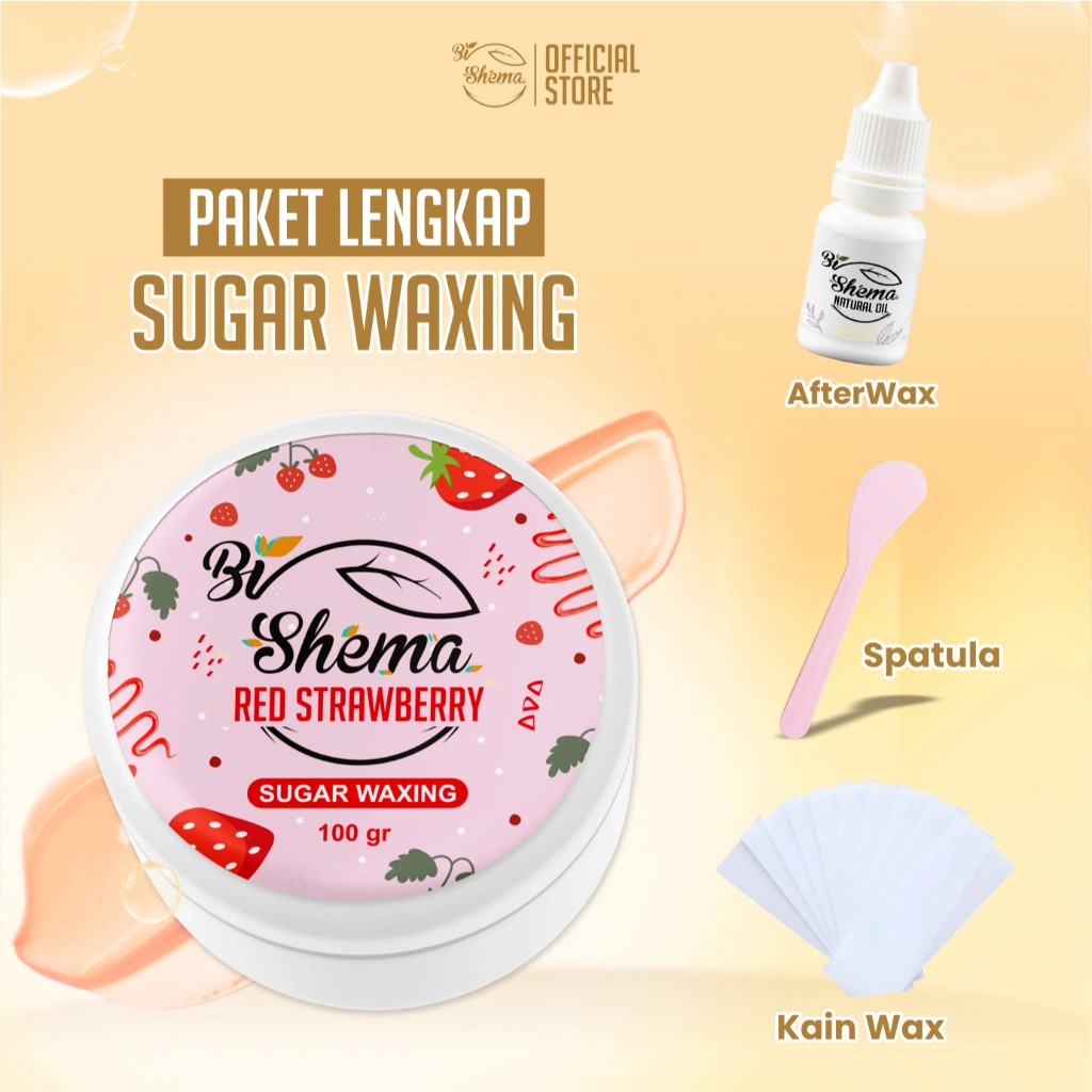 Bio Shema - BPOM 100Gr Paket Lengkap Sugar Waxing + Natural Oil + Spatula + 8 Pcs Kain Wax