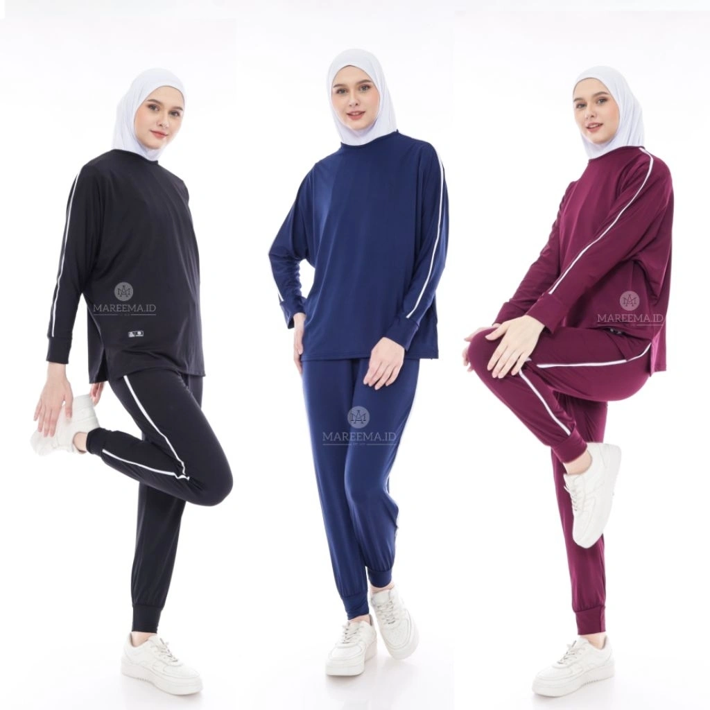 Setelan Olahraga Wanita Muslimah Terbaru Baju Perempuan Sport Senam Lari Joging Badminton