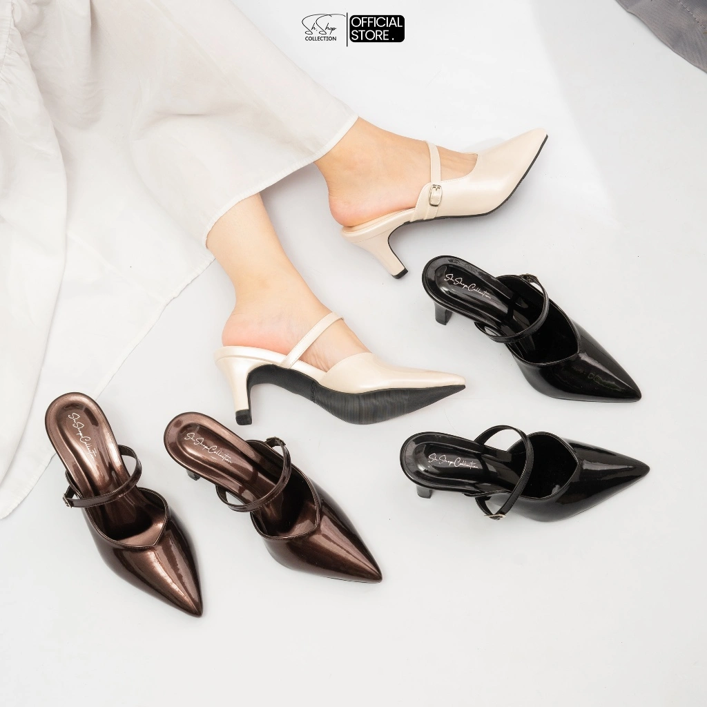 SH Shop STEVANI Sendal Wanita Heels Mules Hak Tinggi 5Cm Desain Elegan Keren Size 37-40