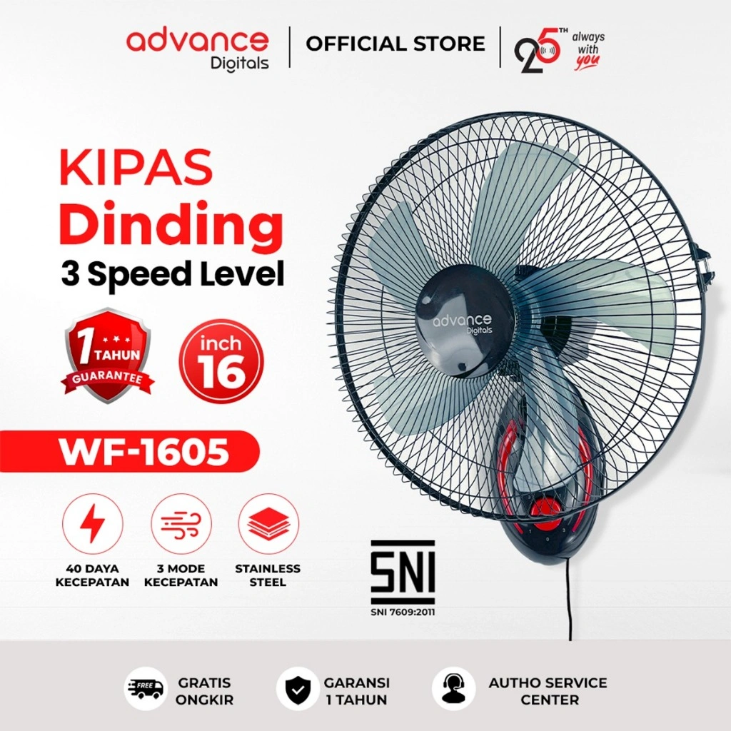 Advance WF1605 Kipas Angin Dinding Besi Wall Fan Ukuran Besar 16 inch WF-1605 Garansi resmi 1 tahun