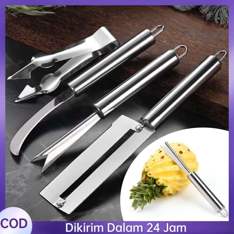 4 Pcs Pengupas Mata Nenas Bahan Alat Pengupas Nanas Pisau Alat Pemotong Nanas Alat Potong Nanas Stainless