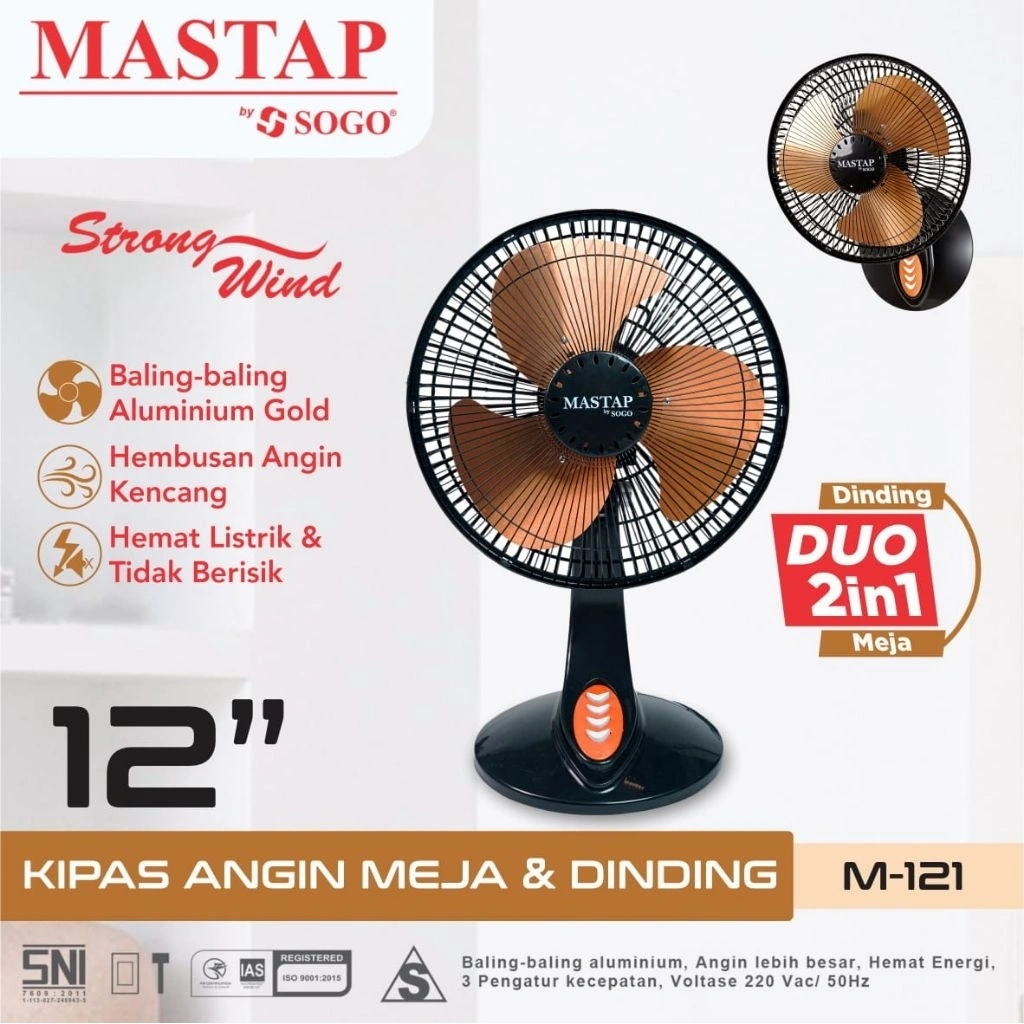 DESK FAN MASTAP BALING2 BESI 2in1 12inch M-121/KIPAS ANGIN DUDUK MASTAP 12inch BALING2 BESI 2in1 M-121