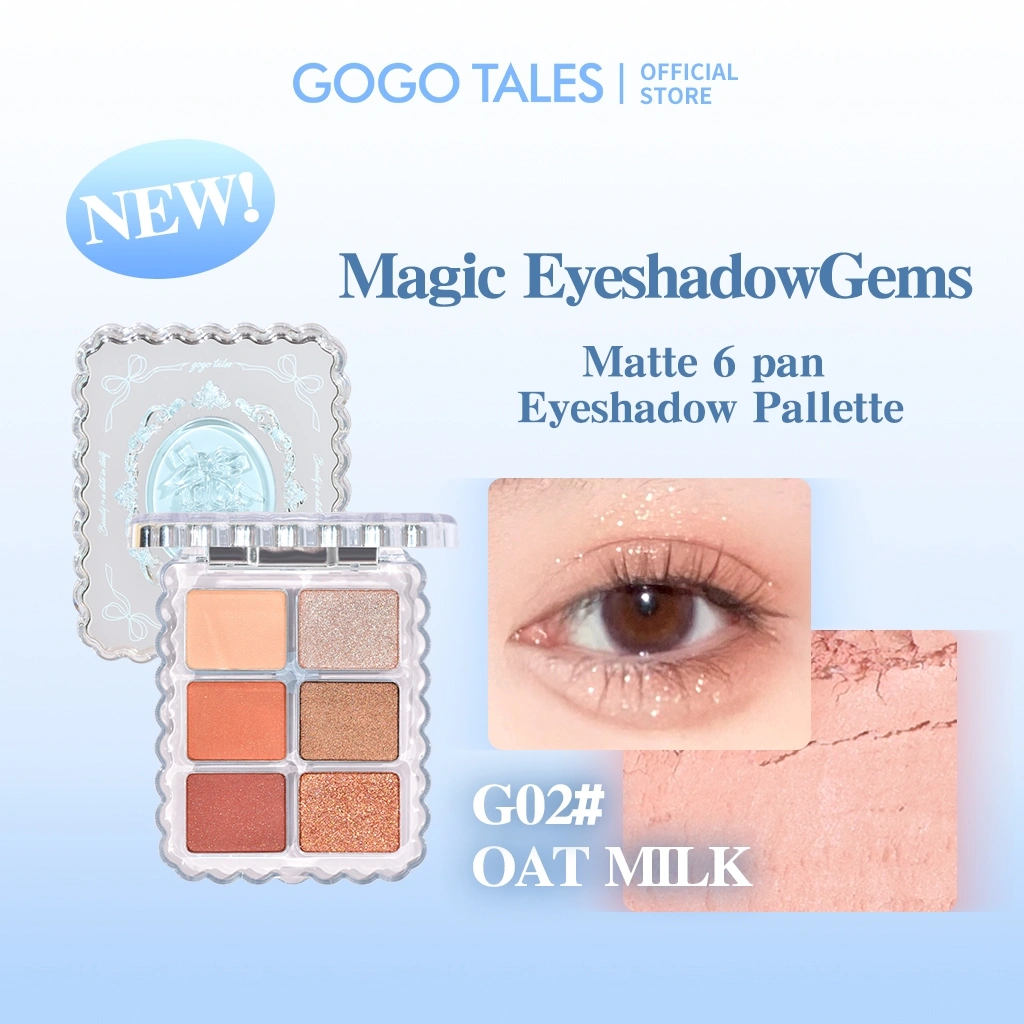 [BARU!]GOGO TALES Magic EyeshadowGems Crystal Eyeshadow Palette 6 Warna Cantik Pigmented Matte Natural Look Glam Glitter Shimmer Tahan Lama Make Up Mata Powder Bundle Kosmetik GT802