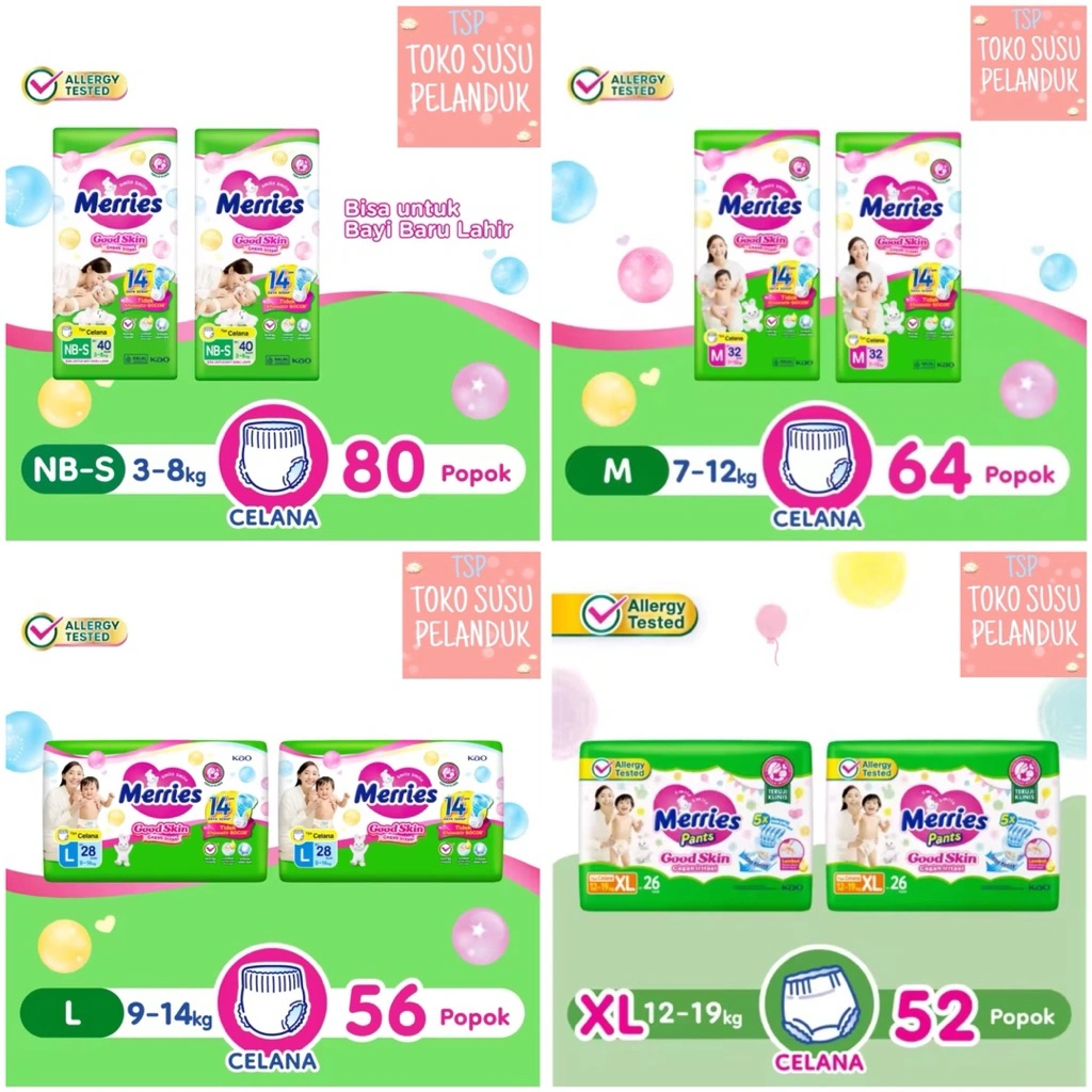 (PAKET 2 BAL) Merries Pants NB-S40/M32/L28/XL26/XXL28
