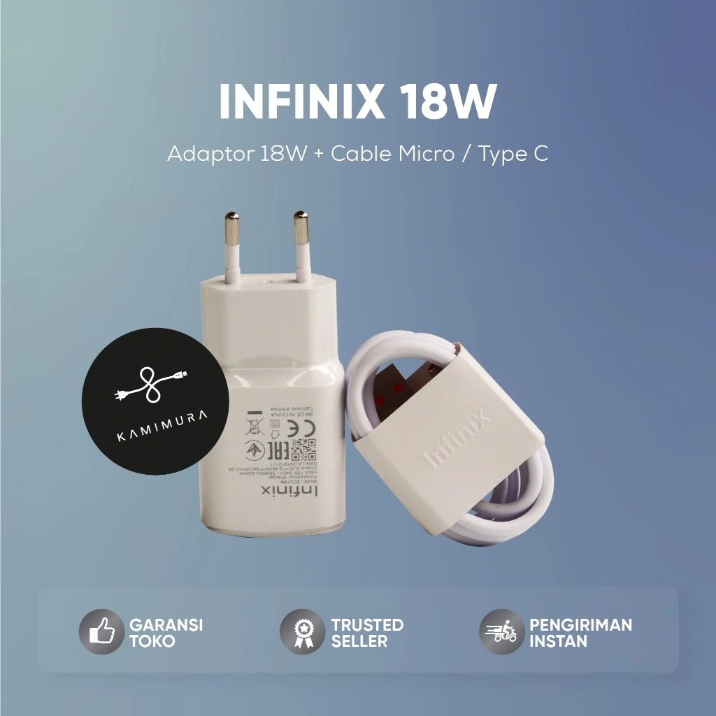 CHARGER INFINIX 18W ORIGINAL 100% FAST CHARGING MICRO / TYPE-C