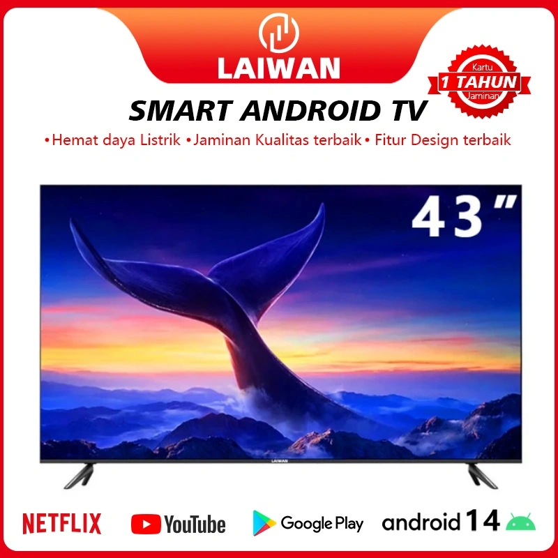 LAIWAN televisi smart tv 43 inch LED standing tv 32/43/40 inch Google TV