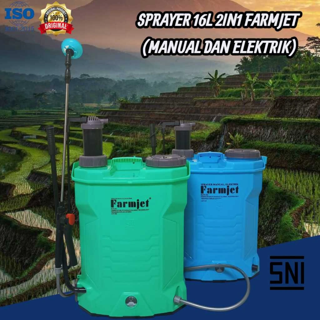POMPA SPRAYER MERK FARMJET 16 L 2IN1 (Mesin Semprot Pertanian 16L manual & elektrik) (501)