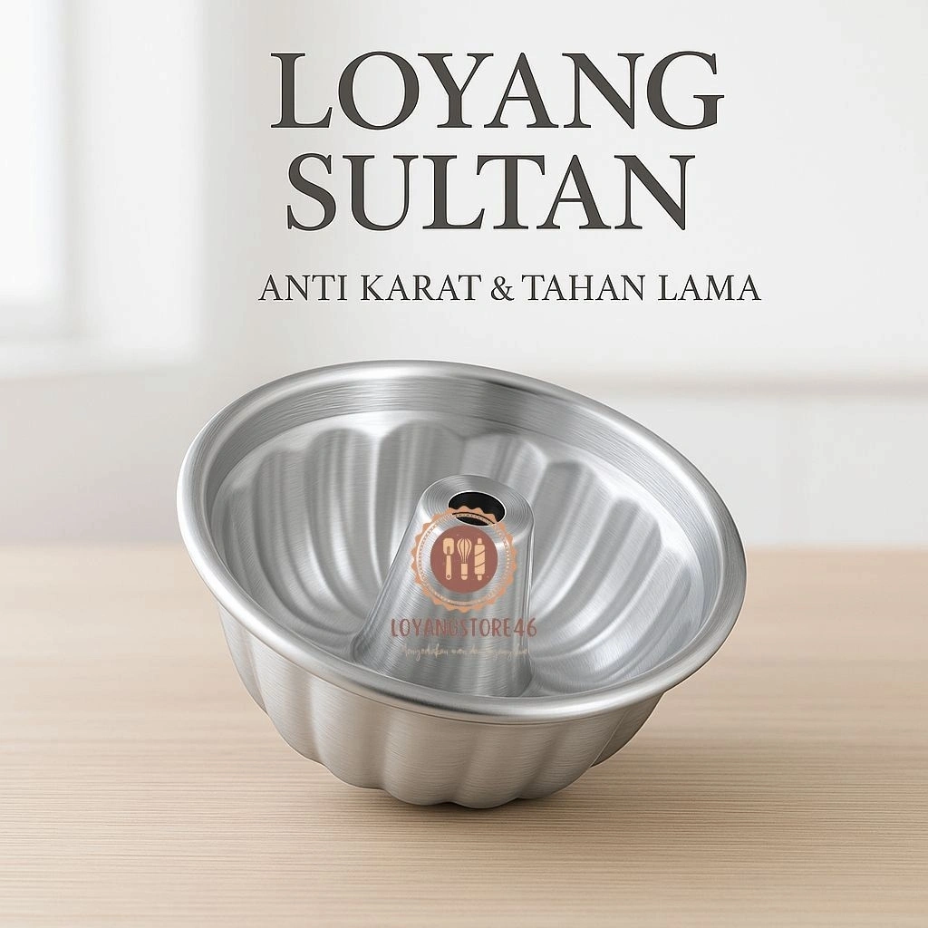 Loyang Sultan 20cm Aluminium Anti Karat – Cetakan Kue Bolu Kukus Panggang Anti Lengket
