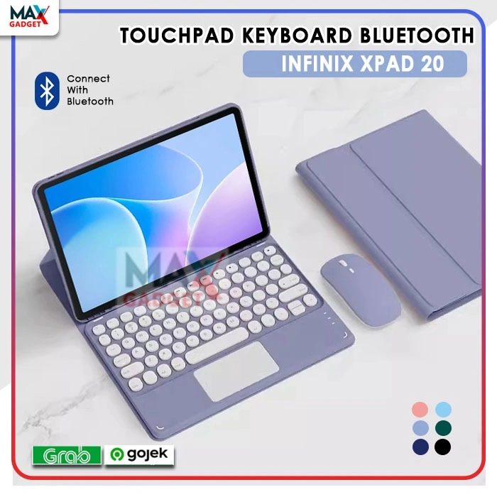 INFINIX Xpad 20 11 Inch 2025 Touchpad Pebble Keyboard Bluetooth Wireless Mouse Case Slot Pen Magnet Bulat Trackpad Bokcover Magnet Tempat Pen Flipcover Flipcase Bookcover Warna Macaron Biru Pink Hijau Pastel Slim Silikon Softcase