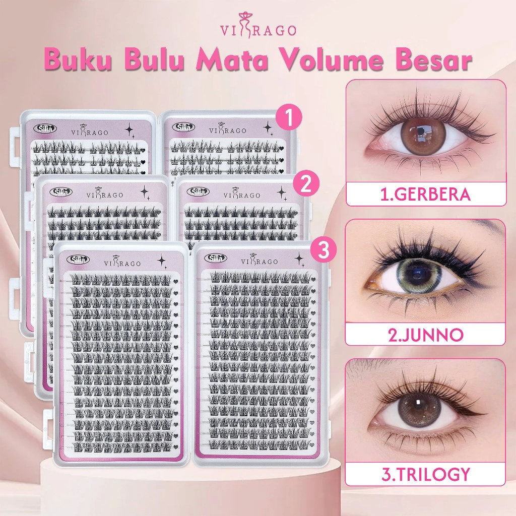 VIRAGO Beauty Eye Bulu Mata Palsu Korea Tanam Eyelash Extension Natural Mix 11-12-13mm Dapat Digunakan Kembali Bulumata
