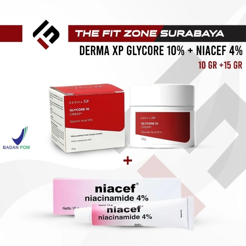 BUNDLING GLYCORE 10% + NIACEF 4% Glycolic Acid dan Niacinamide Krim Pencerah Wajah
