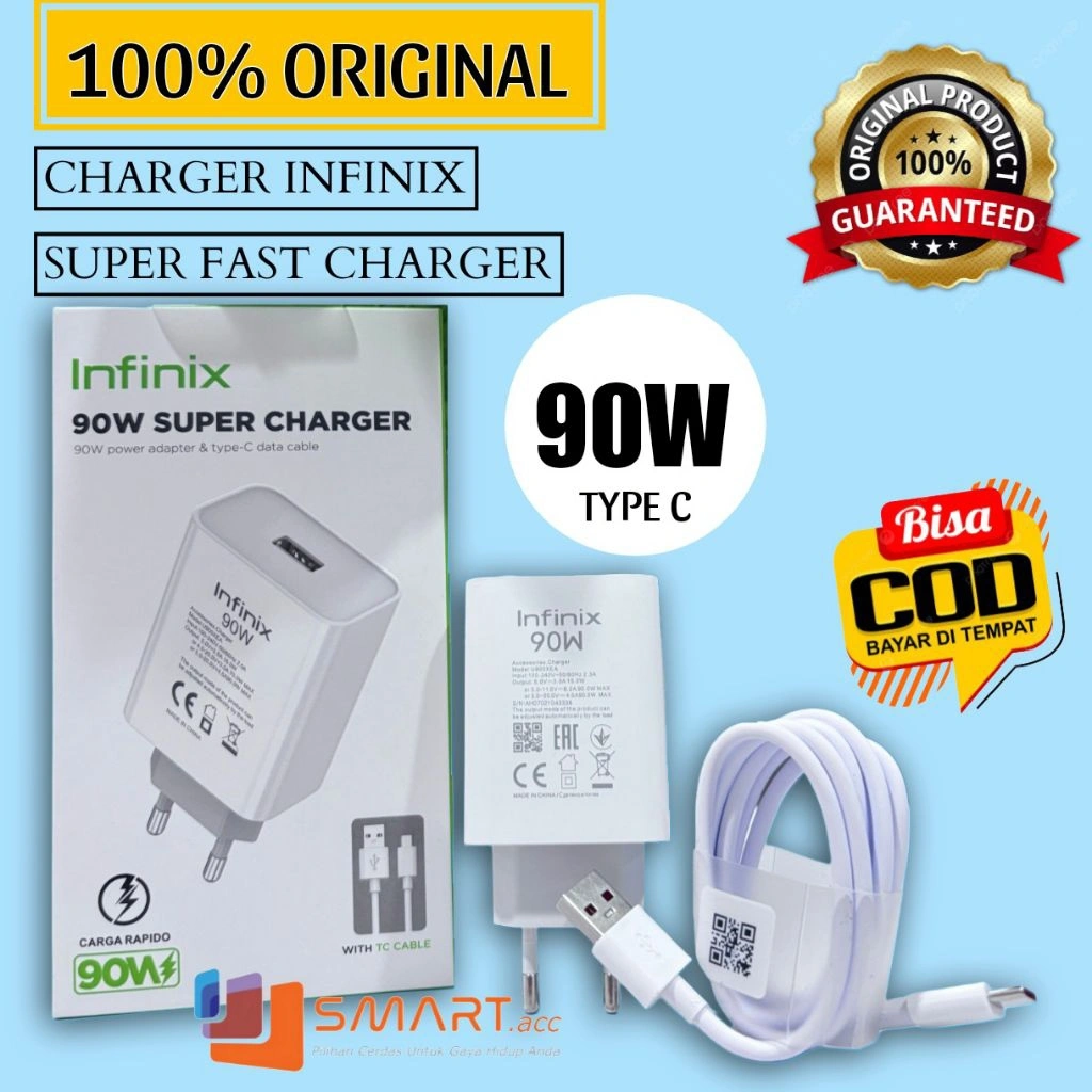 CHARGER TYPE C INFINIX SUPER FAST CHARGE 90W ORIGINAL CARGER CASAN CAS HP PENGISIAN CEPAT ORI