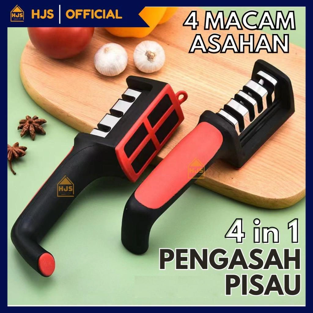 [HJS] Alat Asahan Pengasah Penajam Pisau Alat Dapur 4in1 / Alat Pengasah Pisau dan Gunting 4 in 1