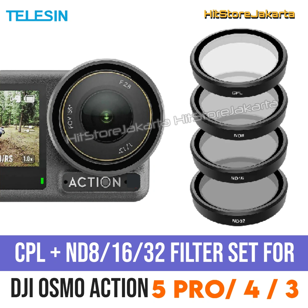 Telesin CPL + ND Filter Set For DJI Osmo Action 4 DJI Action 3 DJI Action 5 Pro CPL Filter ND8 ND16 ND32