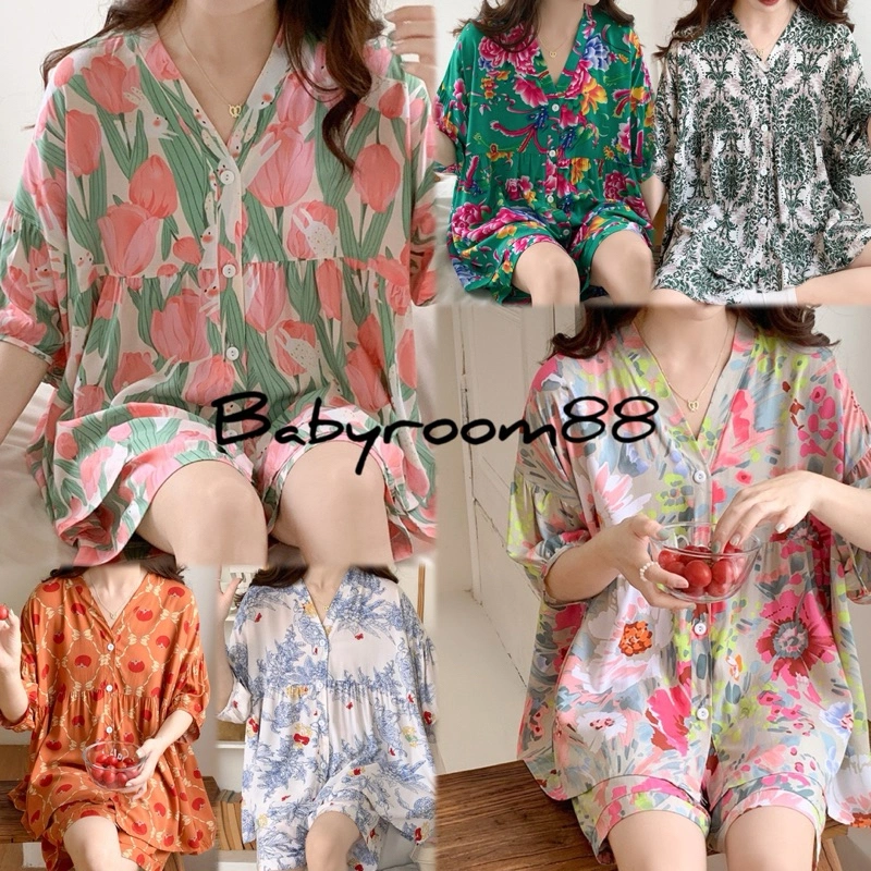 [BABYROOM88] SETELAN  PIYAMA SET PENDEK KARIN RAYON {COTTON SILK} LEMBUT ADEM HALUS