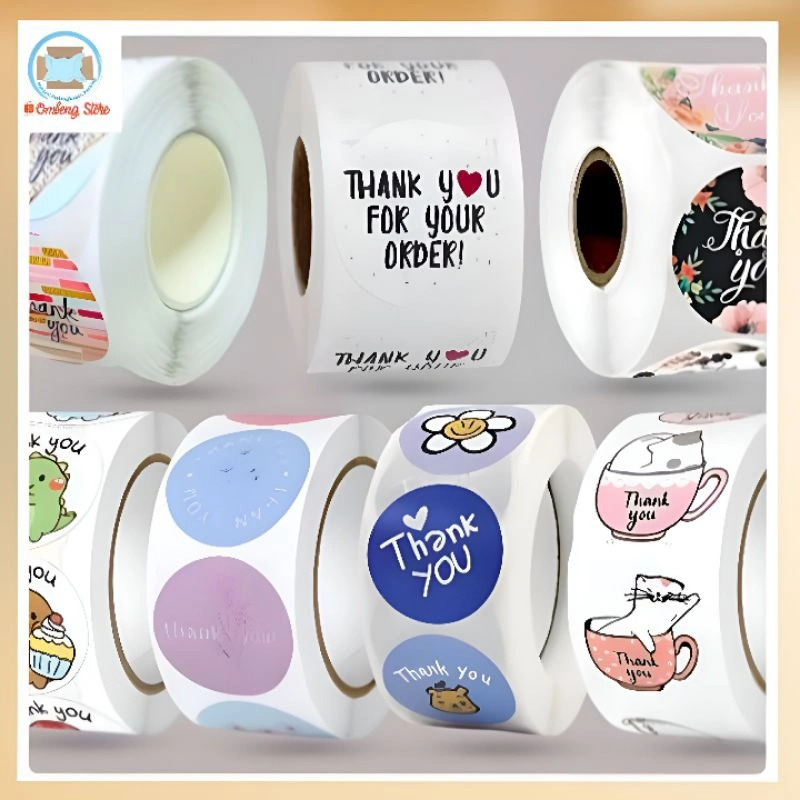 [isi 100]STIKER THANK YOU/STIKER TERIMA KASIH/STIKER AMPLOP / STIKER WARNA / ADHESIVE SEAL LABEL STIKER ISI 100 PCS