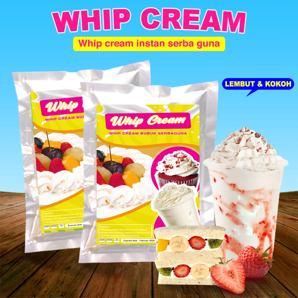 WHIP CREAM PREMIUM 250GR / BUBUK WHIP CREAM 250g  / WHIPPED CREAM POWDER / WHIP CREAM TOPPING