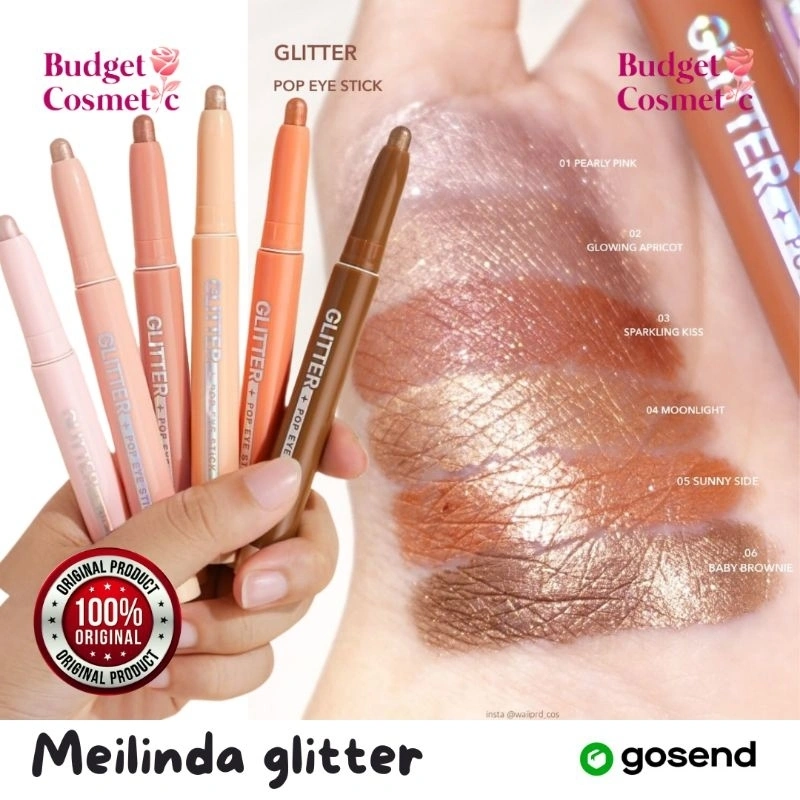 [PASTI ORI] eyeshadow glitter matte THAI POP EYE GLASSY GLOW STICK meilinda