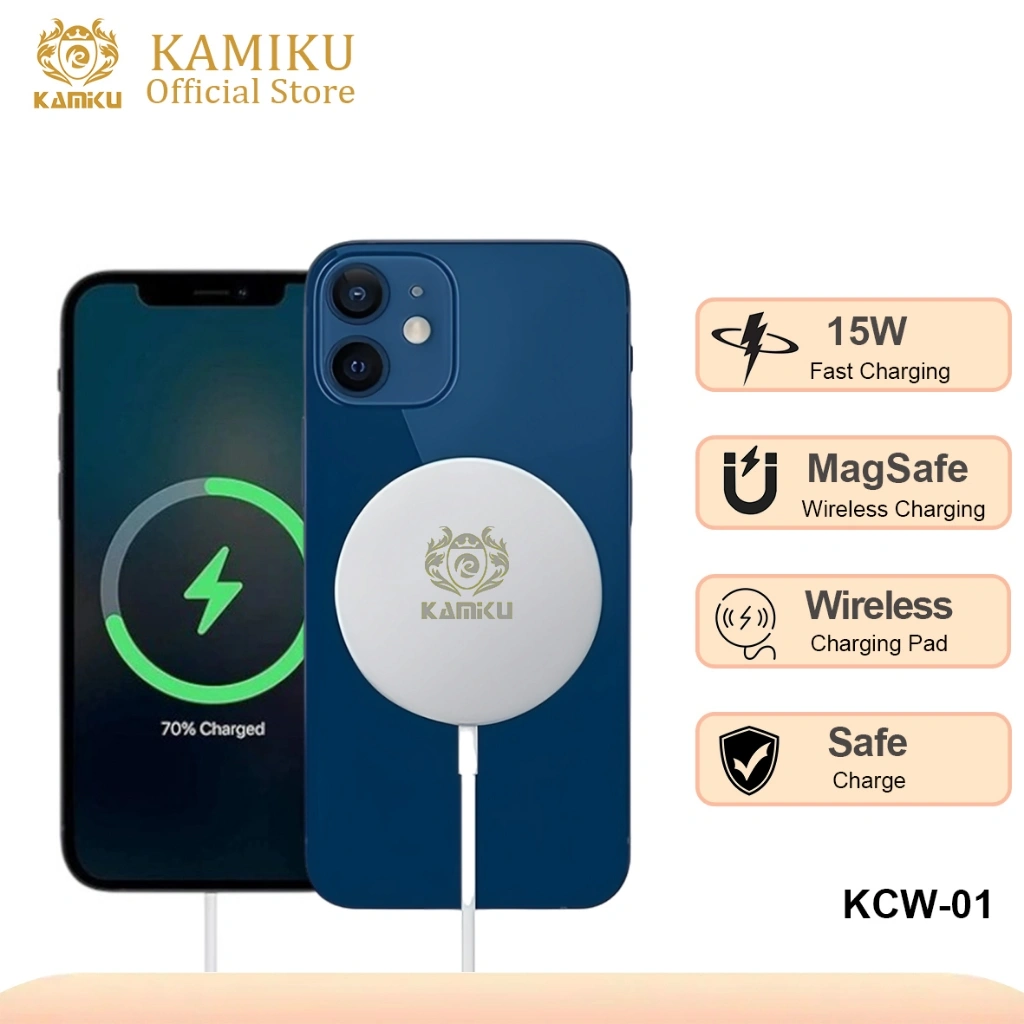 Kamiku KWC-01 MagSafe Wireless Charger 15W Fast Charging Untuk Android dan iPhone