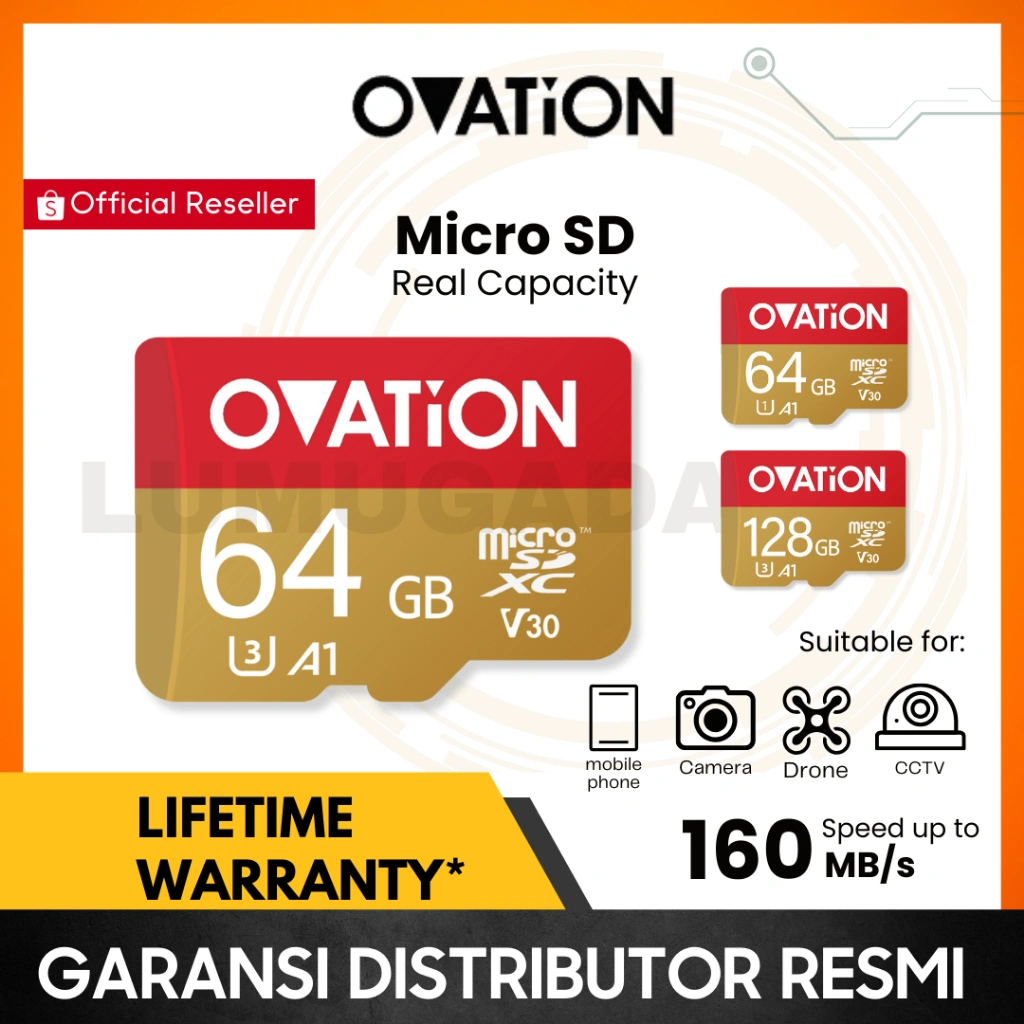 OVATION Micro SD 64GB / 128GB Memory Card Extreme Microsd U1 U3 A1 A2 UHS III Kartu Memori MicroSDXC