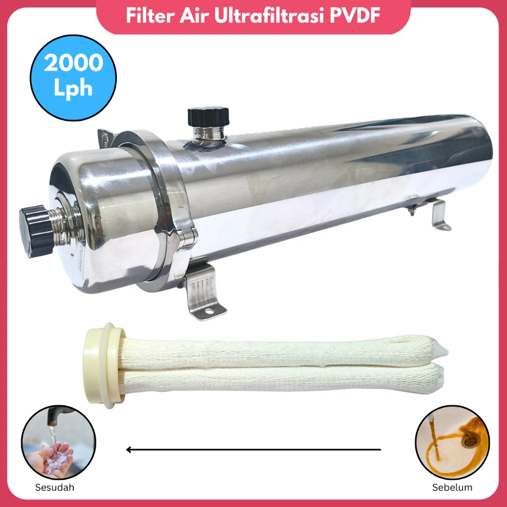 Filter Air Ultrafiltrasi PVDF Penjernih Air Kran Filter Penyaring Air Sumur Filtrasi Air Keruh 1000L