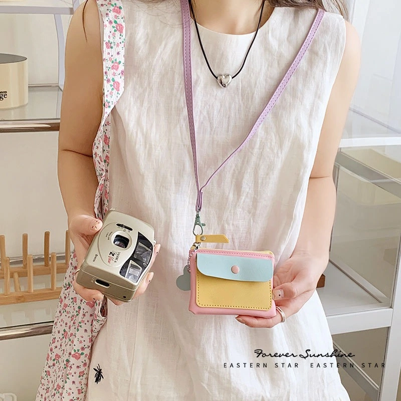 Dompet Lipat Wanita Card Holder Kulit PU Wanita Dompet wanita gesper dompet koin kecil tempat kartu gaya Korea
