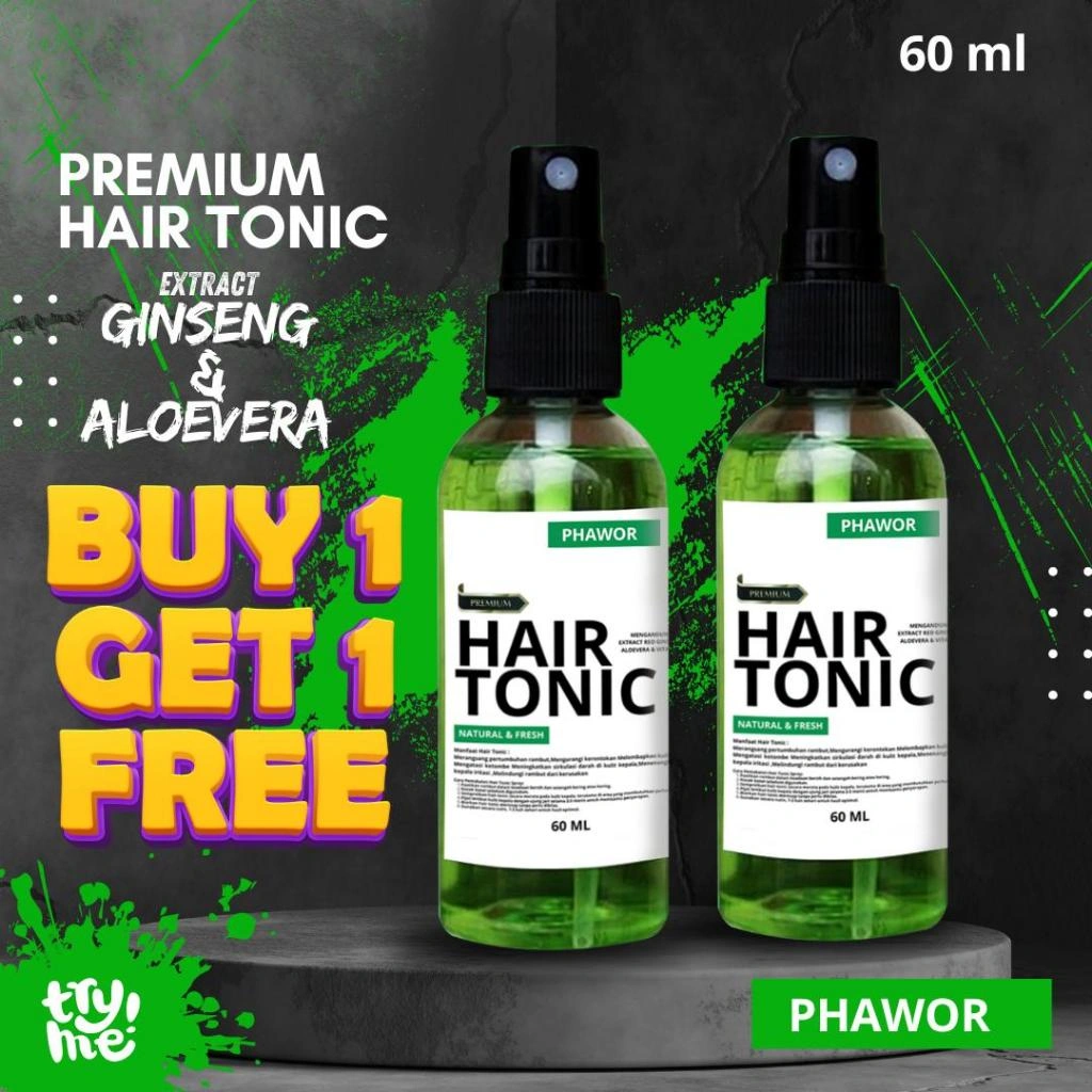 BUY 1 GET 1 PHAWOR HAIR TONIC VITAMIN PENUMUMBUH RAMBUT DAN PELURUS RAMBUT PRIA 60 ML